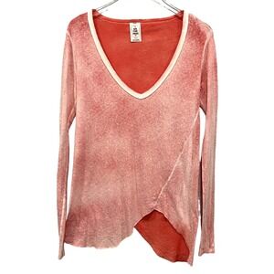 Free People‎ Size XS Long Beach Pullover Sweater Coral Knit Top Boho Hippie
